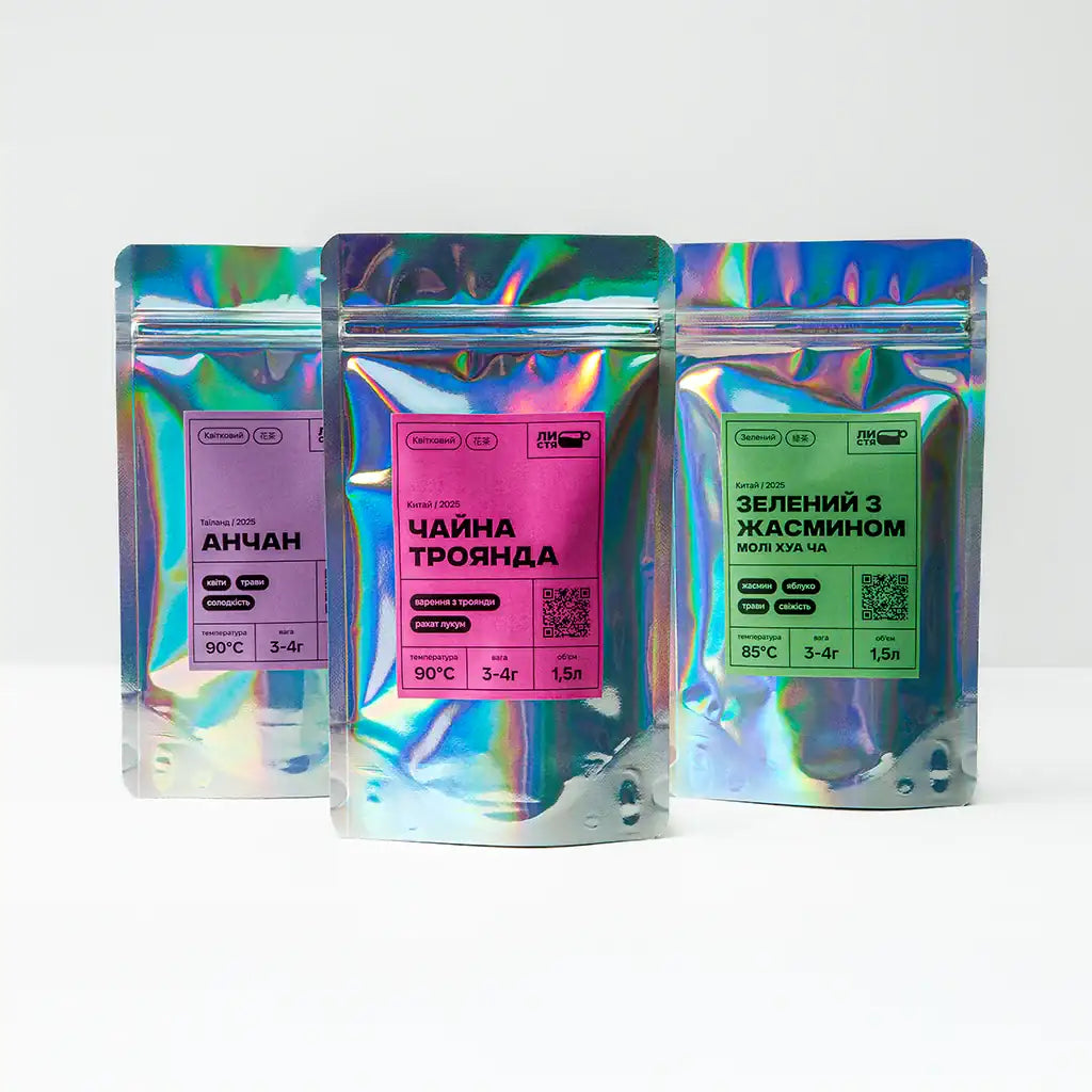 Купити набір “Квітковий”: Анчан, Чайна Троянда і Зелений чай з жасмином 50г — ароматний квітковий чай.